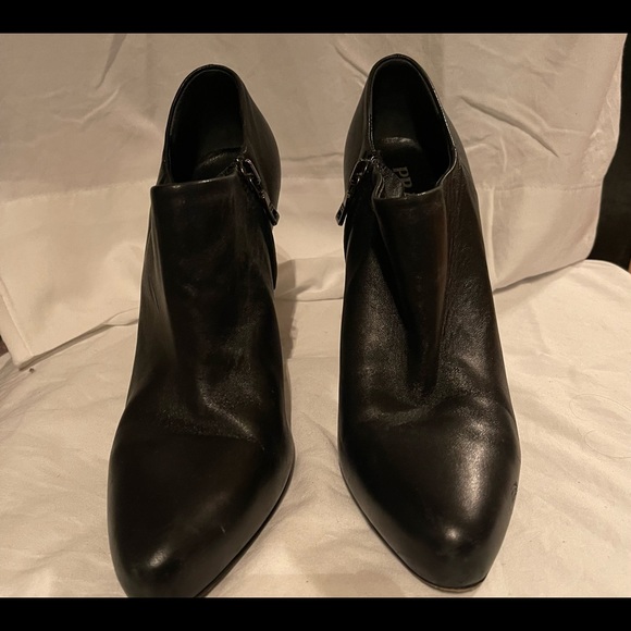 Prada black leather bootie size 37 3” heel - Picture 2 of 6